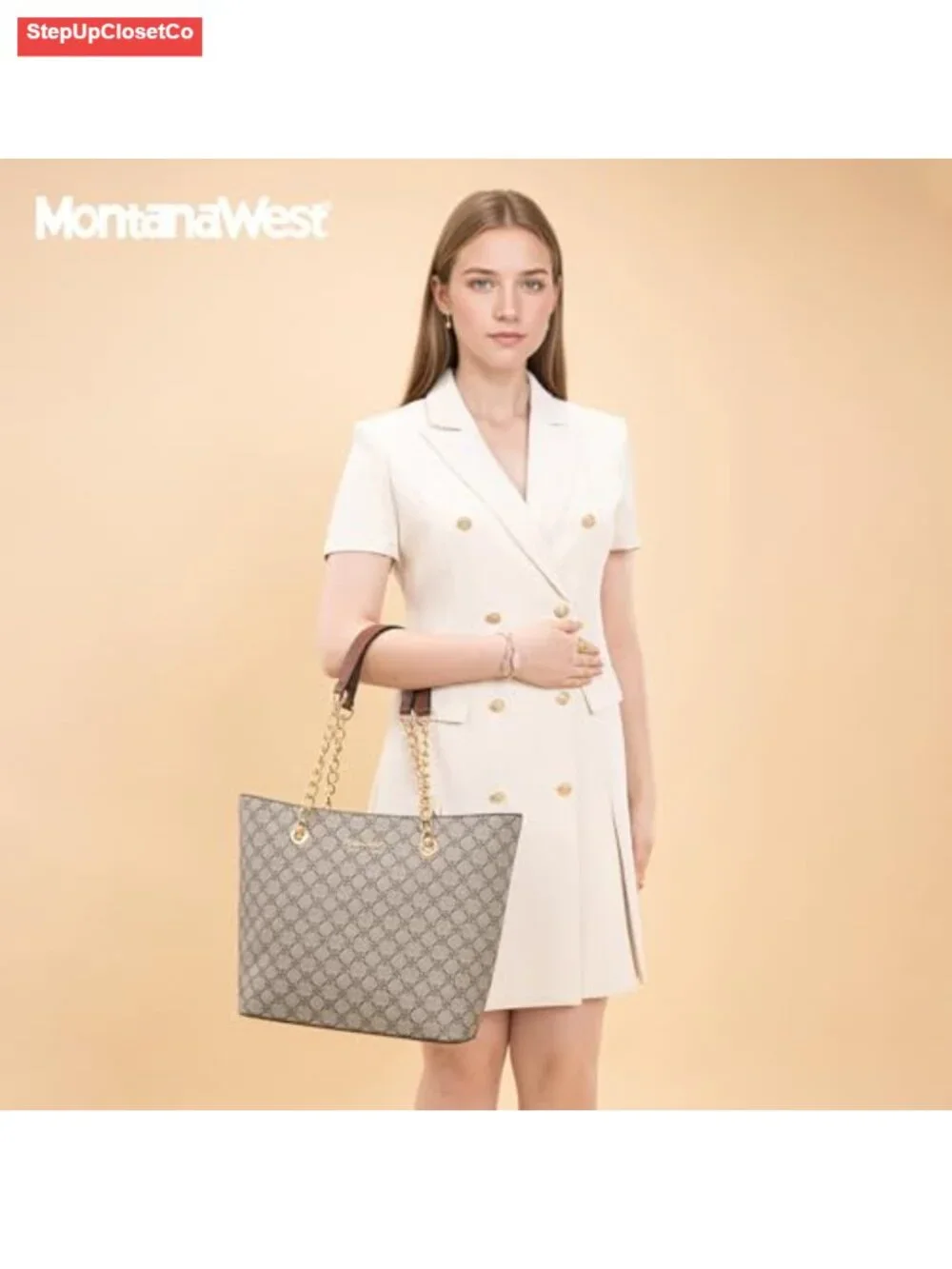 Vegan Leather Chain Top Handle Tote Bag for Women Large Capacity